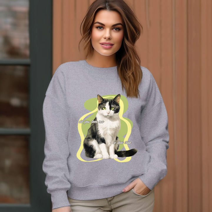 Women's Pet Cat Pattern Pattern Crew Neck Pullover Cozy Clothes - AIGC-DTG