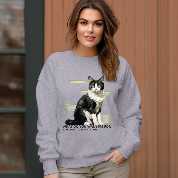 Women's Green Eyes Cat Pattern Pattern Crew Neck Pullover Cozy Clothes - AIGC-DTG