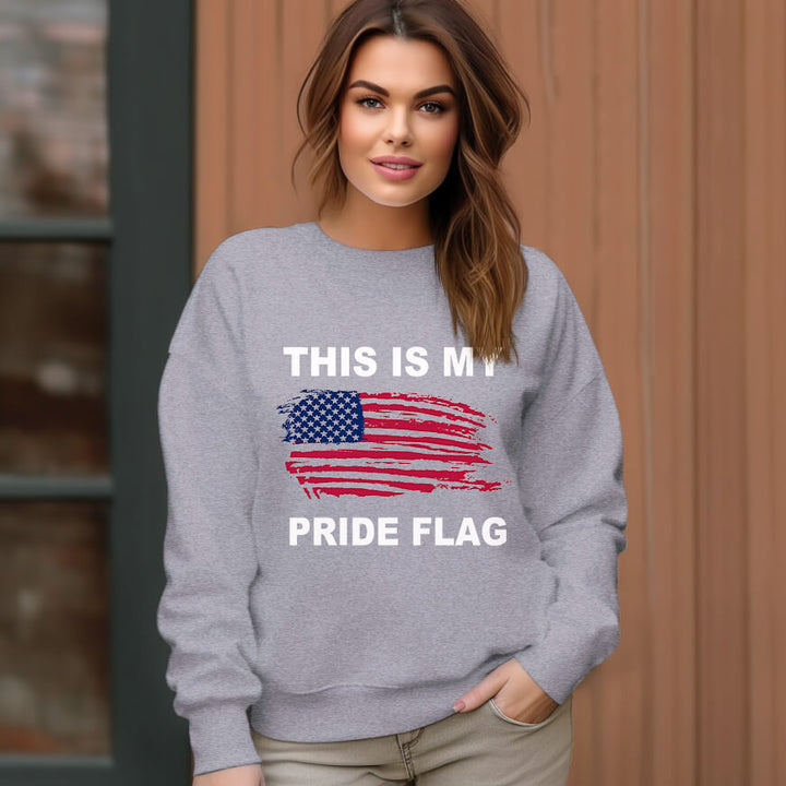 Women's American Flag Pattern Pattern Crew Neck Pullover Cozy Clothes - AIGC-DTG