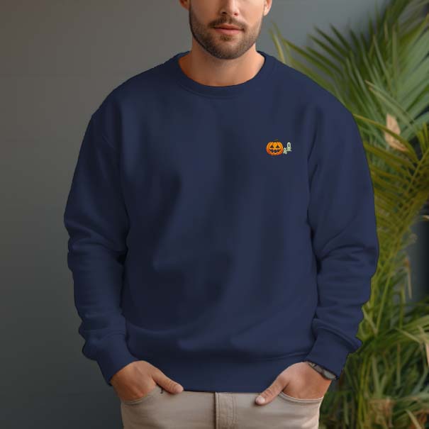 Men's 100% Cotton Crew Neck Pullover Sweatshirt - Grimace Pumpkin - AIGC-DTG