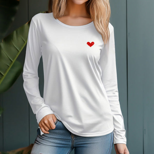 Women's 230g 100% Cotton Graffiti Heart Graphic Long Sleeve T-Shirt - AIGC-DTG