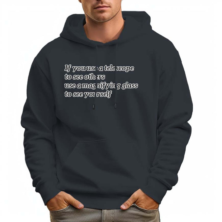 Men's Pullover Hoodie Casual Drawstring with Pockets-Telescope/Magnifier - AIGC-DTG