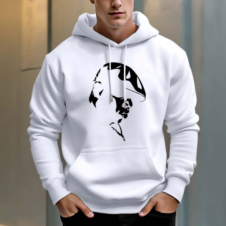 Men's 330g 100% Cotton Pattern Terry Dropped Shoulder Hoodie-silhouette of people - AIGC-DTG