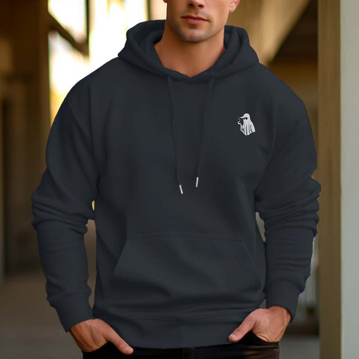 Men's 330g 100% Cotton Pattern Terry Dropped Shoulder Hoodie-Fireworks Ghost - AIGC-DTG