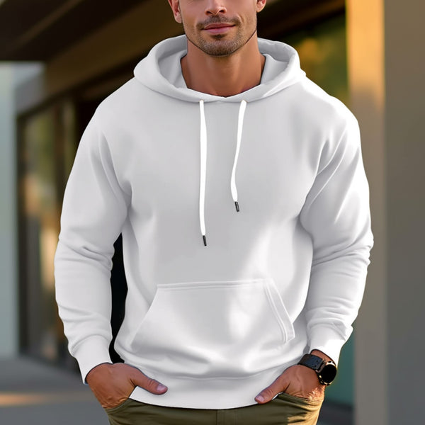 Men's Heavyweight Long Sleeve Sweatshirt Hoodie 100% Cotton With Pockets - AIGC-DTG