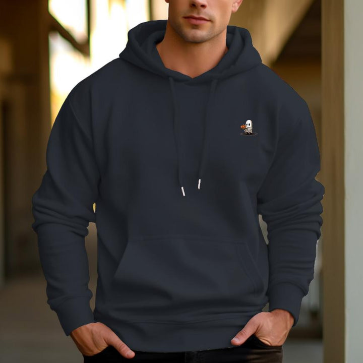 Men's 330g 100% Cotton Pattern Terry Dropped Shoulder Hoodie-Ghost Waiter - AIGC-DTG