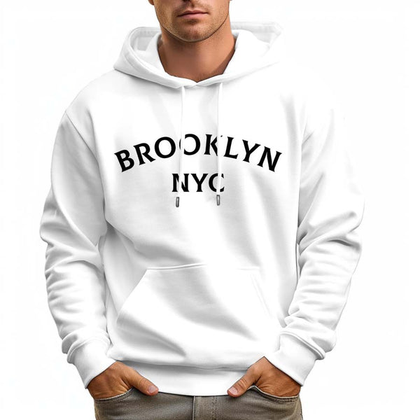 Men's 100% Cotton Brooklyn Nyc Graphic Hoodie 330g Heavy Pocket Hood - AIGC-DTG