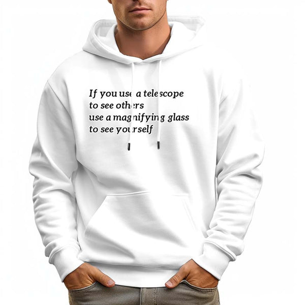 Men's Pullover Hoodie Casual Drawstring with Pockets-Telescope/Magnifier - AIGC-DTG