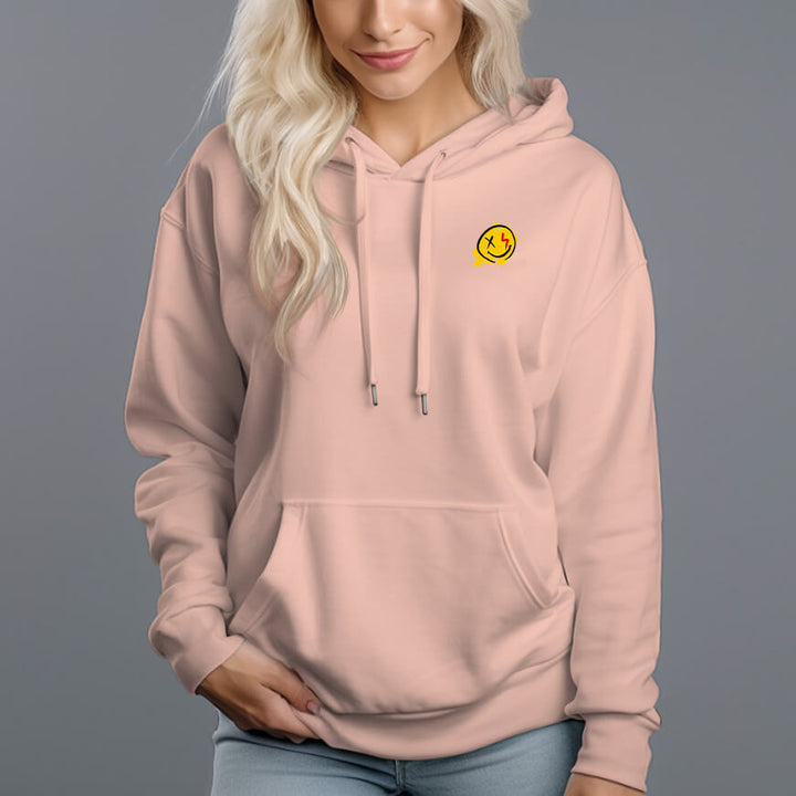 Women's 330g 100% Cotton Yellow Smiley Face Pattern Design Hoodie - AIGC-DTG