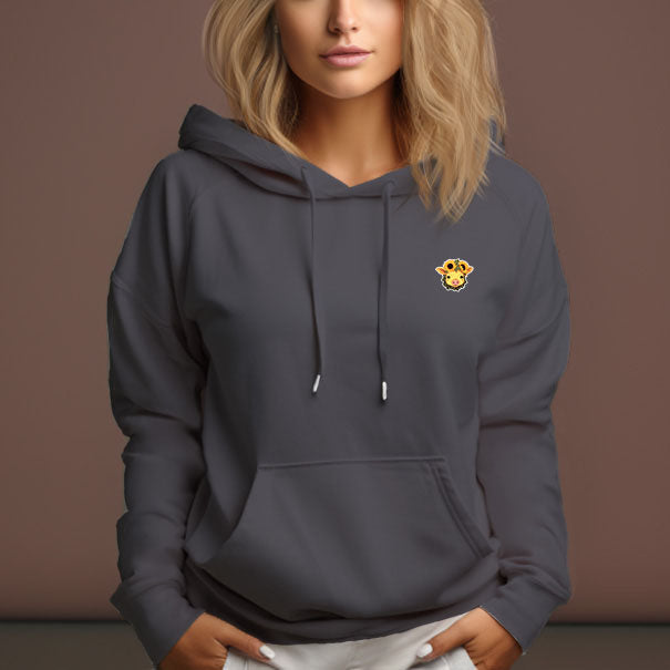 Women's 330g Casual Long Sleeve Drop Shoulder Pullover Hoodie-Yellow Pig Pattern - AIGC-DTG