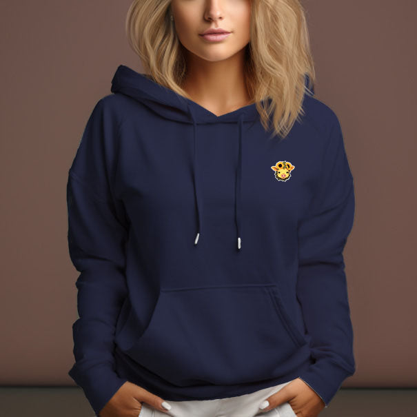 Women's 330g Casual Long Sleeve Drop Shoulder Pullover Hoodie-Yellow Pig Pattern - AIGC-DTG