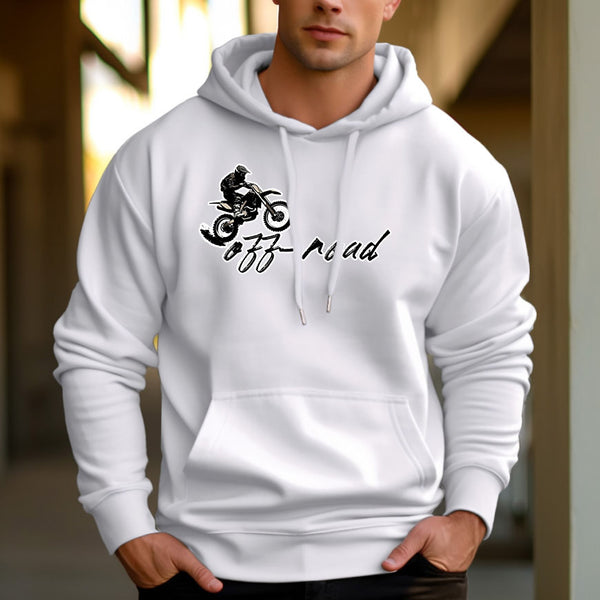 Men's 330g 100% Cotton  Casual Pullover Drawstring Hoodie With Pocket-Motorcyclist - AIGC-DTG