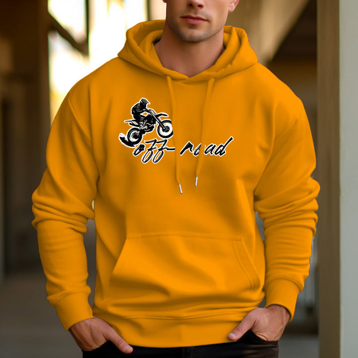 Men's 330g 100% Cotton  Casual Pullover Drawstring Hoodie With Pocket-Motorcyclist - AIGC-DTG