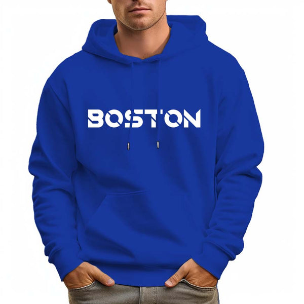 Men's 100% Cotton BOSTON Hoodie 330g Thick Pocket Hood - AIGC-DTG