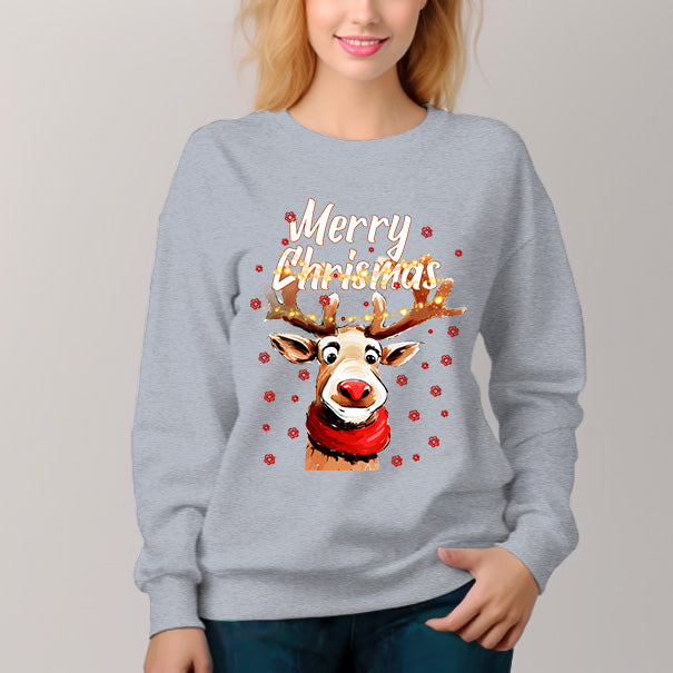 Women's Christmas Pattern Crew Neck Pullover Cozy Clothes Autumn Winter - AIGC-DTG