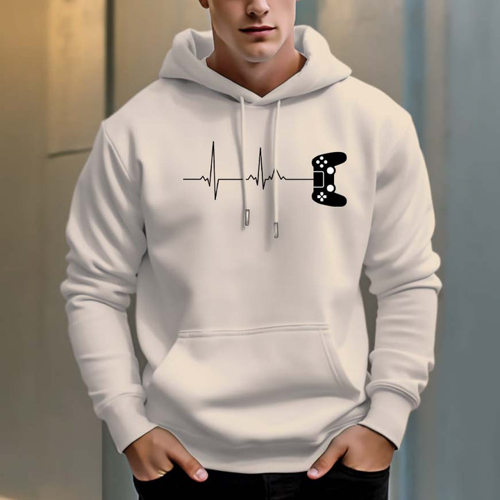 Men's 330g 100% Cotton Pattern Terry Dropped Shoulder Hoodie-game console - AIGC-DTG