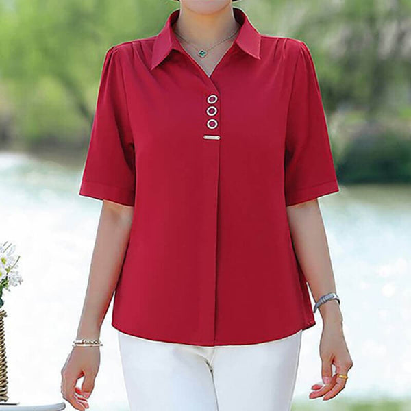 Women's  Fashionable And Sophisticated Short-Sleeved Shirt - AIGC-DTG