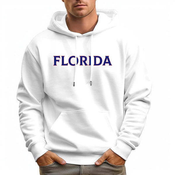 Men's 100% Cotton Blue FLORIDA Hoodie 330g Thick Pocket Hood - AIGC-DTG
