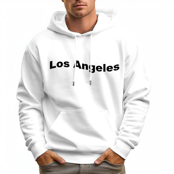 Men's 100% Cotton Los Angeles Letters Hoodie 330g Heavy Pocket Hood - AIGC-DTG