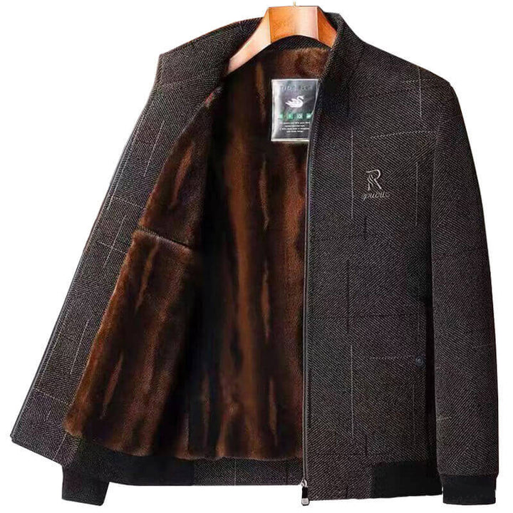 Men's Velvet Thickened Stand Collar Jacket - Fashion & Casual - AIGC-DTG