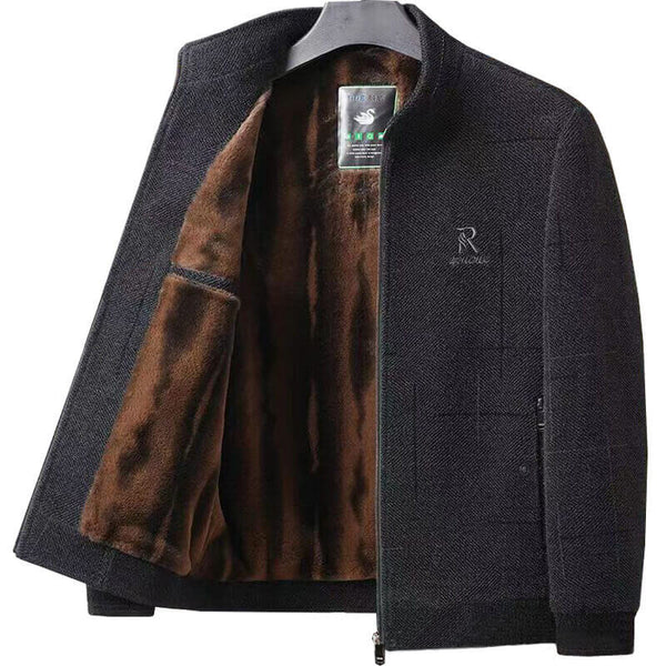 Men's Velvet Thickened Stand Collar Jacket - Fashion & Casual - AIGC-DTG