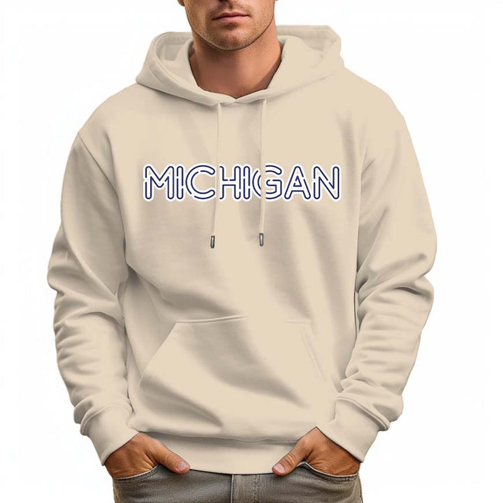 Men's 100% Cotton MICHIGAN Hoodie 330g Thick Pocket Hood - AIGC-DTG