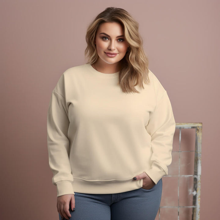 Women's Plus Size Round Neck Long Sleeve Loose Casual Top (2XL-6XL) - AIGC-DTG