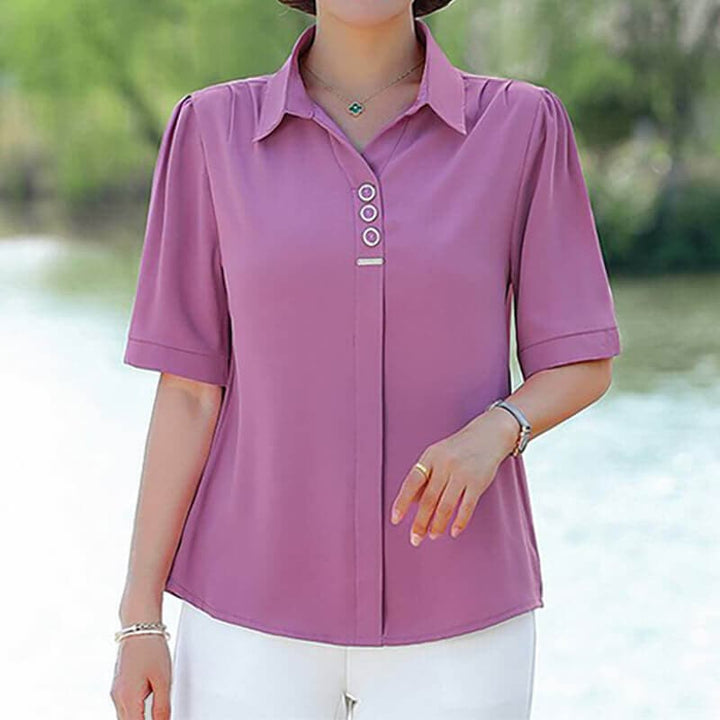 Women's  Fashionable And Sophisticated Short-Sleeved Shirt - AIGC-DTG