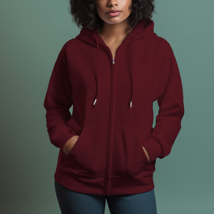 Women's Zipper Hoodie Cotton Blend Hooded Pocket Oversized Sweatshirt 11 Colors - AIGC-DTG