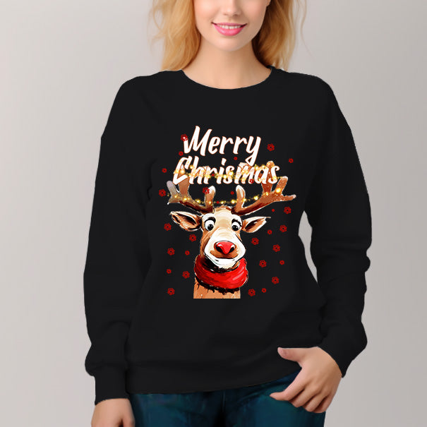 Women's Christmas Pattern Crew Neck Pullover Cozy Clothes Autumn Winter - AIGC-DTG