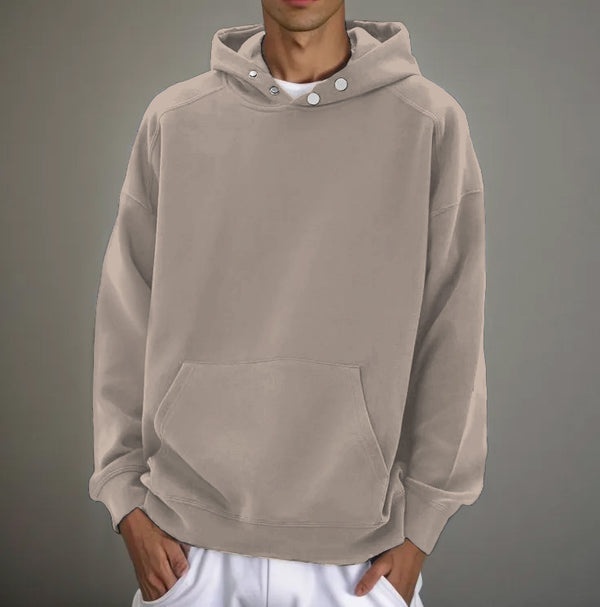 Men's Pullover Hoodie Loose-fitting Super Soft Pocket Button Collar - AIGC-DTG