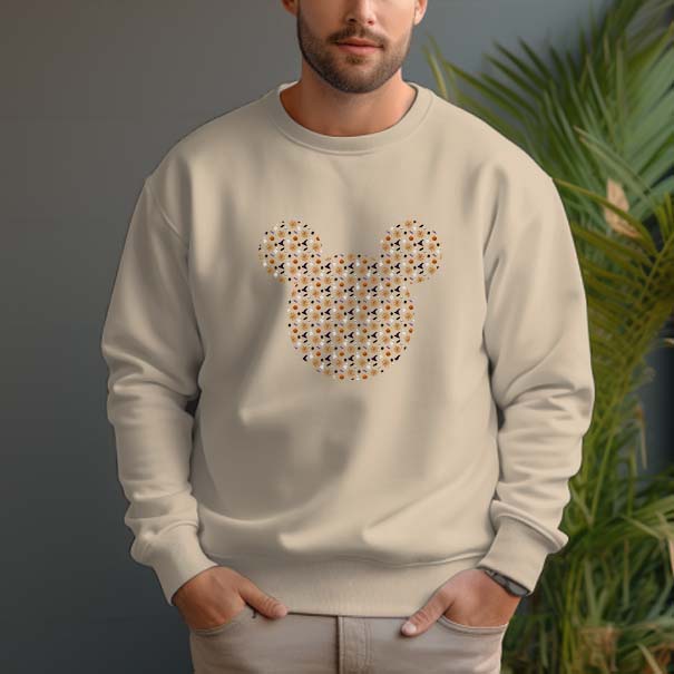 Men's 100% Cotton Crew Neck Pullover Sweatshirt - Halloween Graphic - AIGC-DTG