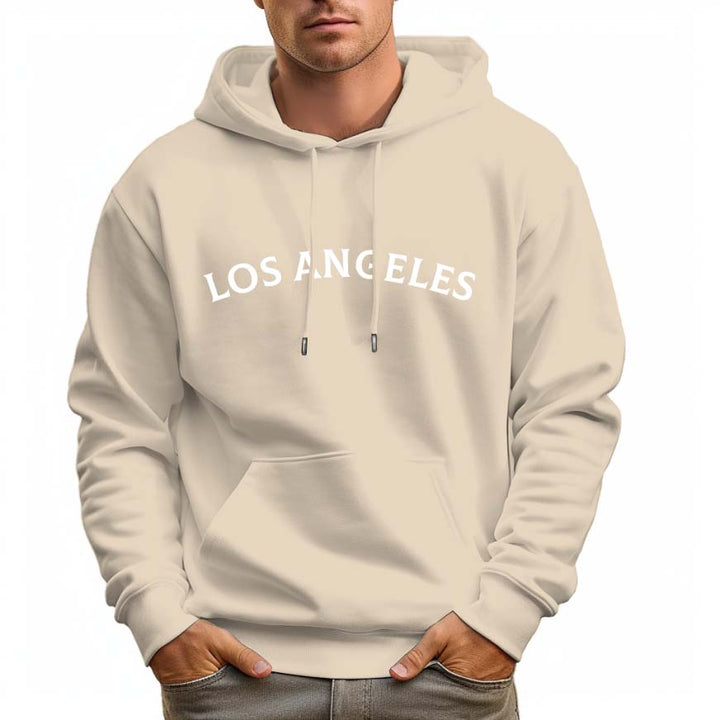 Men's 330g Cotton Hoodie LOS ANGLES Letters Pullover Sweatshirt - AIGC-DTG