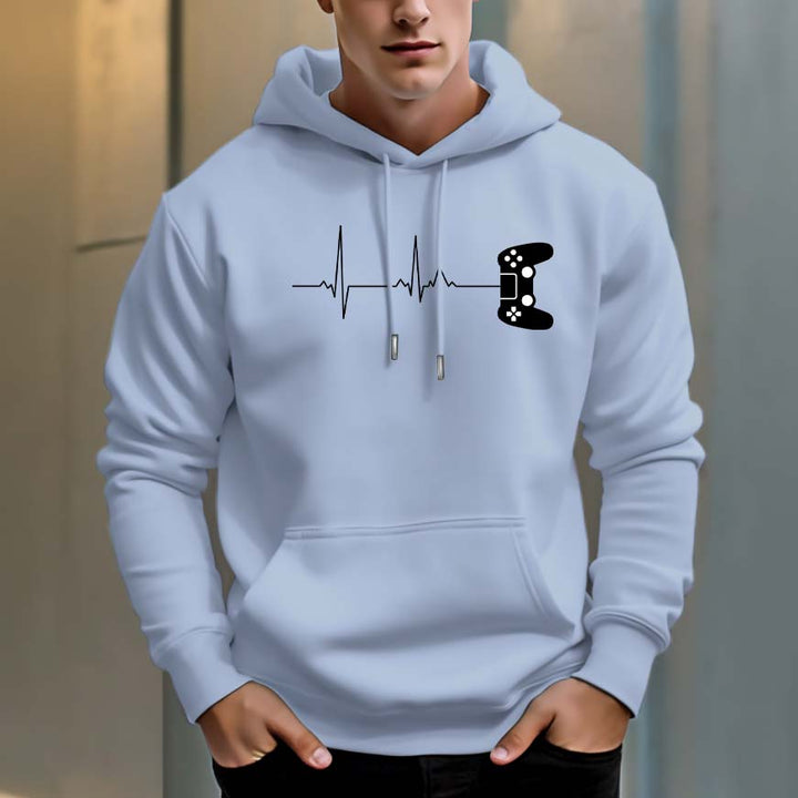 Men's 330g 100% Cotton Pattern Terry Dropped Shoulder Hoodie-game console - AIGC-DTG