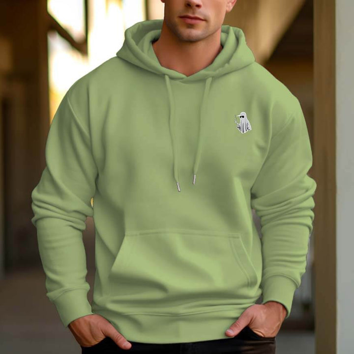 Men's 330g 100% Cotton Pattern Terry Dropped Shoulder Hoodie-Fireworks Ghost - AIGC-DTG