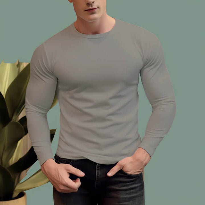 Men's 300g 100% Cotton Round Neck Regular Solid Long Sleeve T-Shirt - AIGC-DTG
