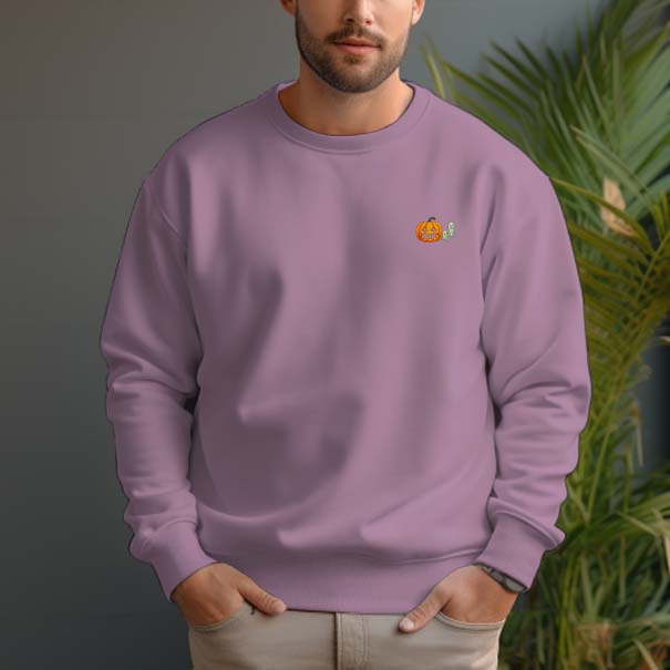Men's 100% Cotton Crew Neck Pullover Sweatshirt - Grimace Pumpkin - AIGC-DTG