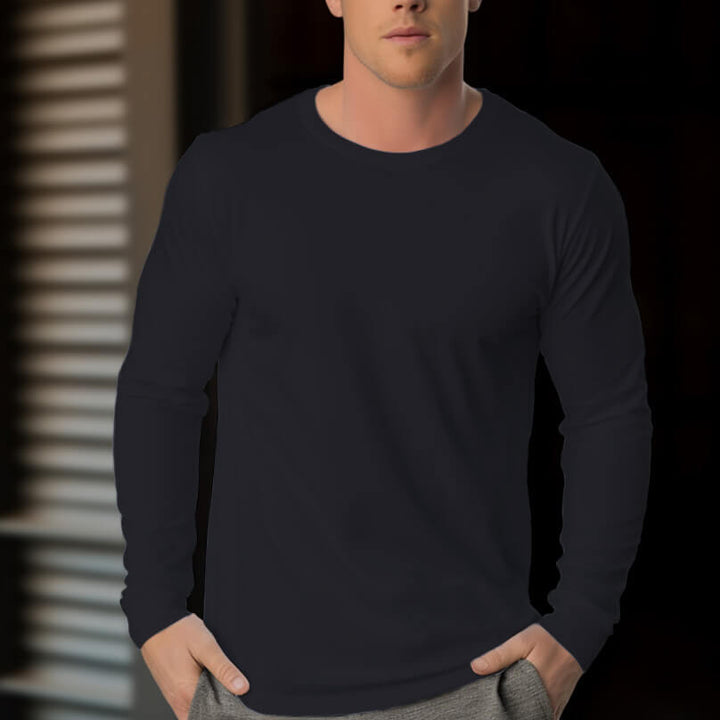 Men's 230g 100% Cotton Round Neck Regular Solid Long Sleeve T-Shirt - AIGC-DTG
