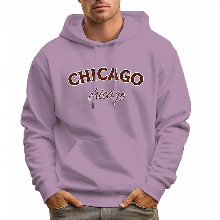 Men's 100% Cotton CHICAGO Hoodie 330g Thick Pocket Hood - AIGC-DTG