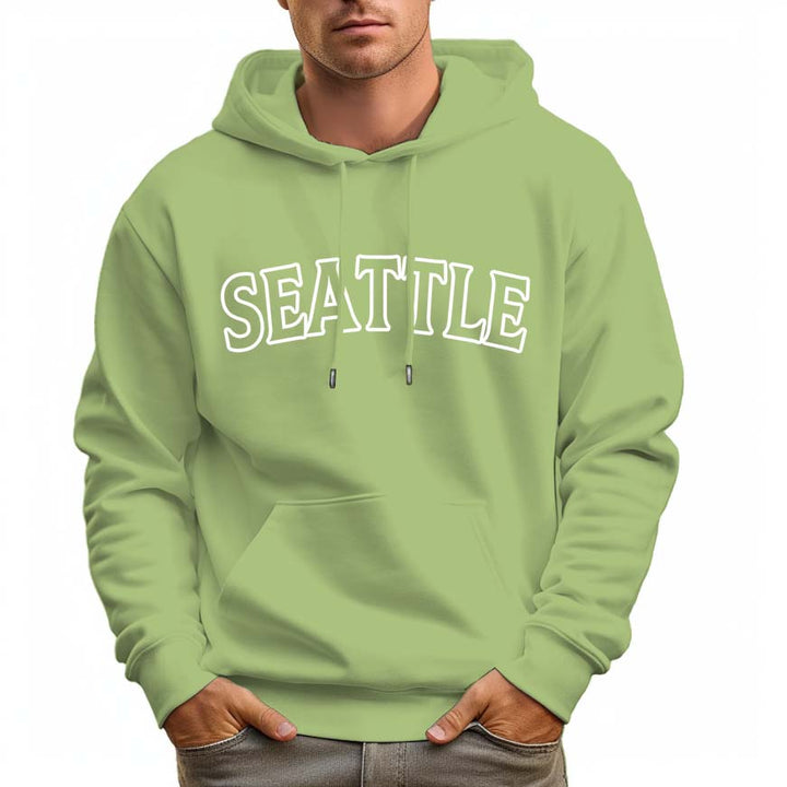 Men's 100% Cotton SEATTLE Hoodie 330g Thick Pocket Hood - AIGC-DTG