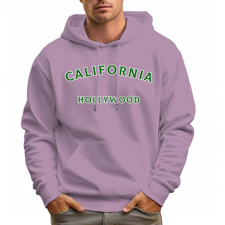 Men's 100% Cotton Green CALIFORNIA Hoodie 330g Thick Pocket Hood - AIGC-DTG