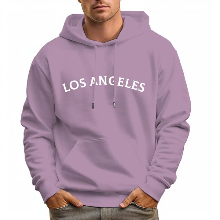 Men's 330g Cotton Hoodie LOS ANGLES Letters Pullover Sweatshirt - AIGC-DTG
