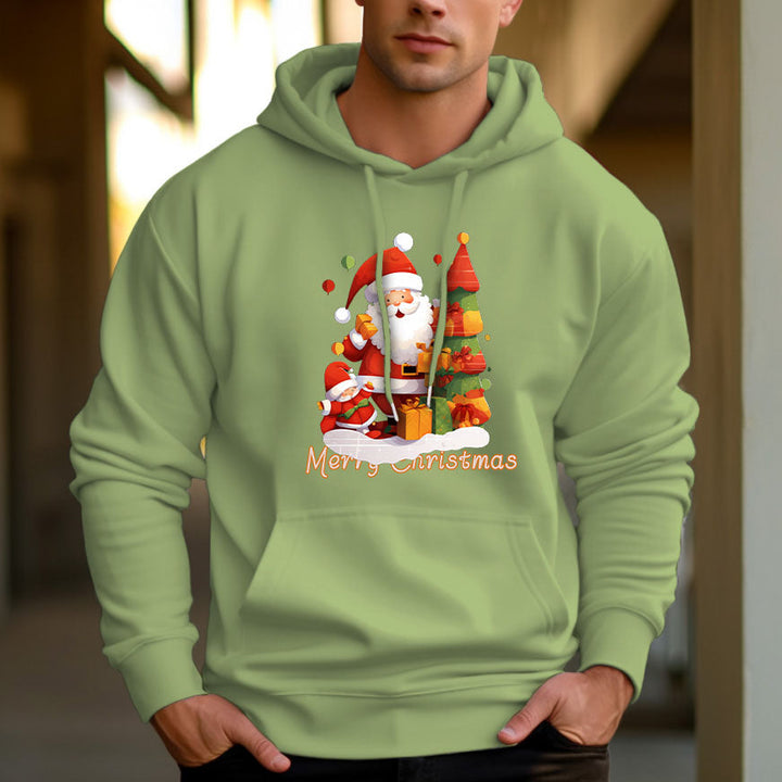 Men's 330g 100% Cotton Terry Dropped Shoulder Hoodie-Merry Christmas Pattern - AIGC-DTG