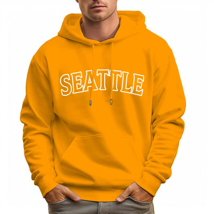 Men's 100% Cotton SEATTLE Hoodie 330g Thick Pocket Hood - AIGC-DTG