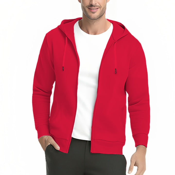 Men's 300g Cotton Zipper Hoodie Casual Sweatshirt with Pocket - AIGC-DTG