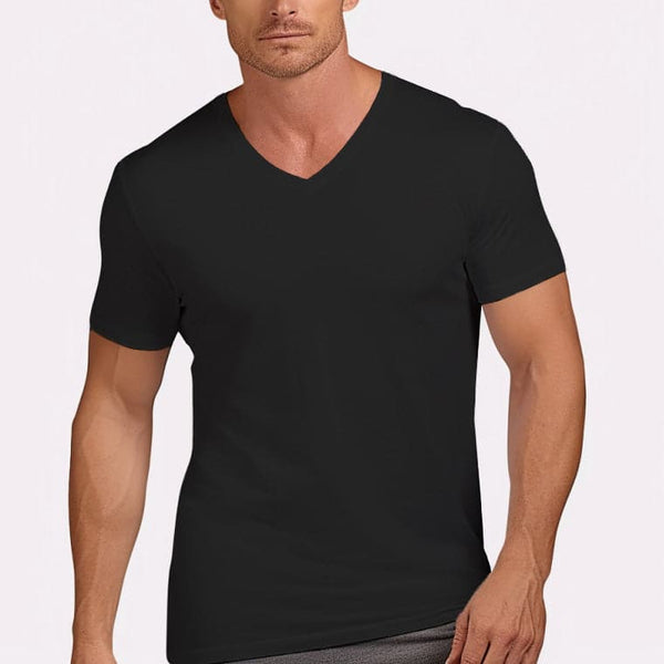 Men's Double-Sided Mercerized Cotton V-Neck T-Shirt - AIGC-DTG