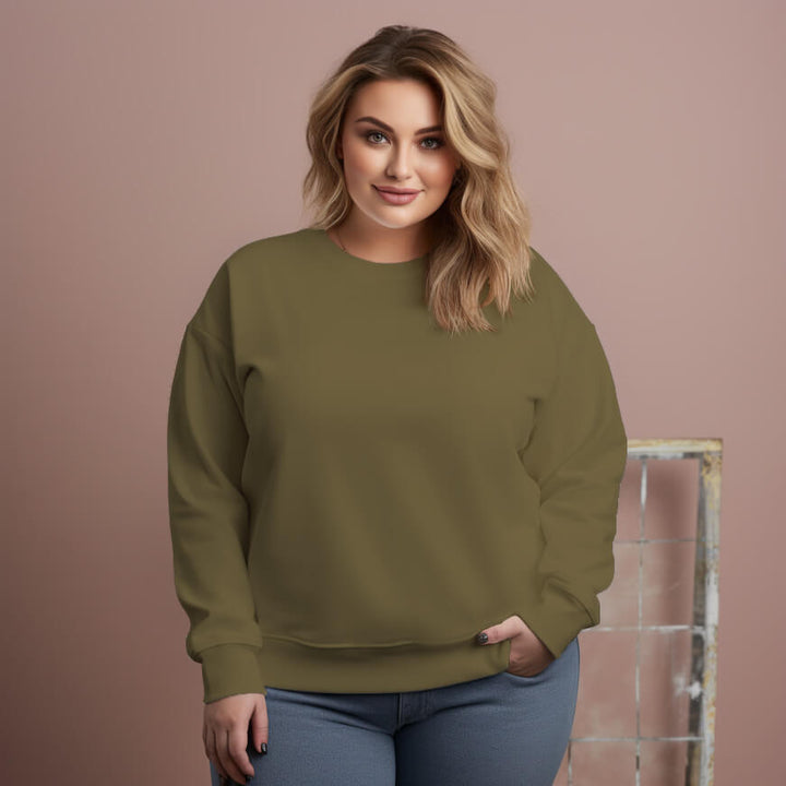Women's Plus Size Round Neck Long Sleeve Loose Casual Top (2XL-6XL) - AIGC-DTG