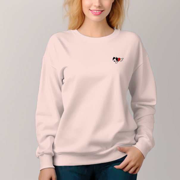 Women's Heart-shaped Pattern Crew Neck Pullover Cozy Clothes Autumn Winter - AIGC-DTG