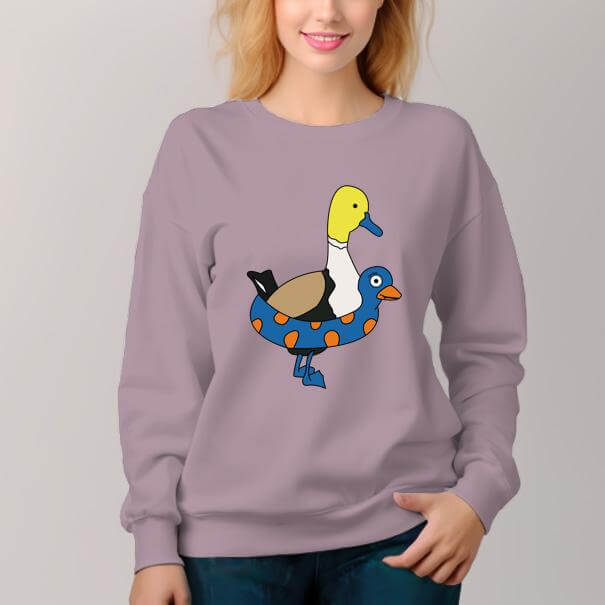 Women's  Crew Neck Pullover Cozy Clothes Autumn Winter-Duck Print - AIGC-DTG