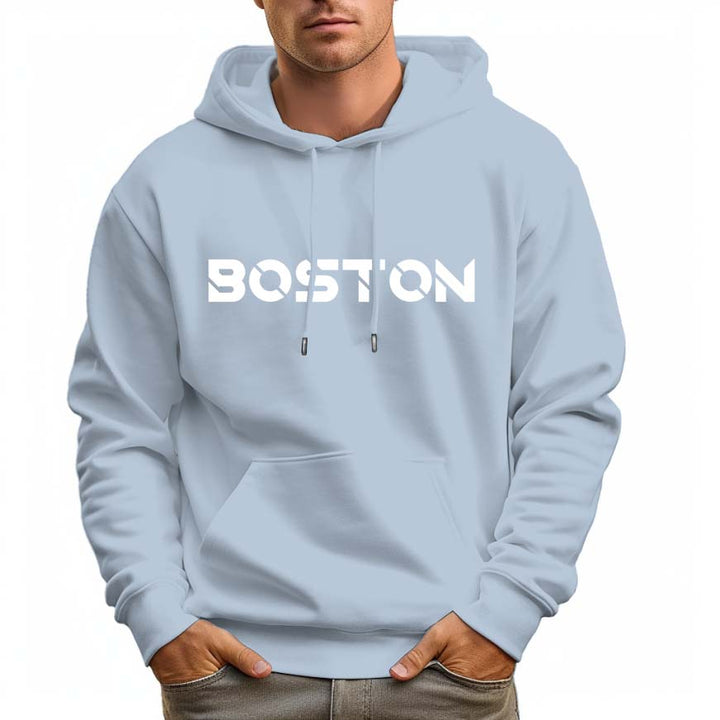 Men's 100% Cotton BOSTON Hoodie 330g Thick Pocket Hood - AIGC-DTG